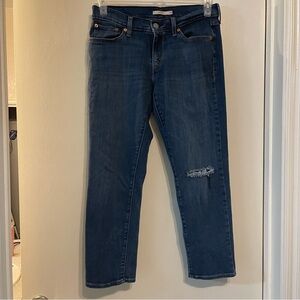 Levi's Blue Boyfriend Jeans Distressed Medium Wash